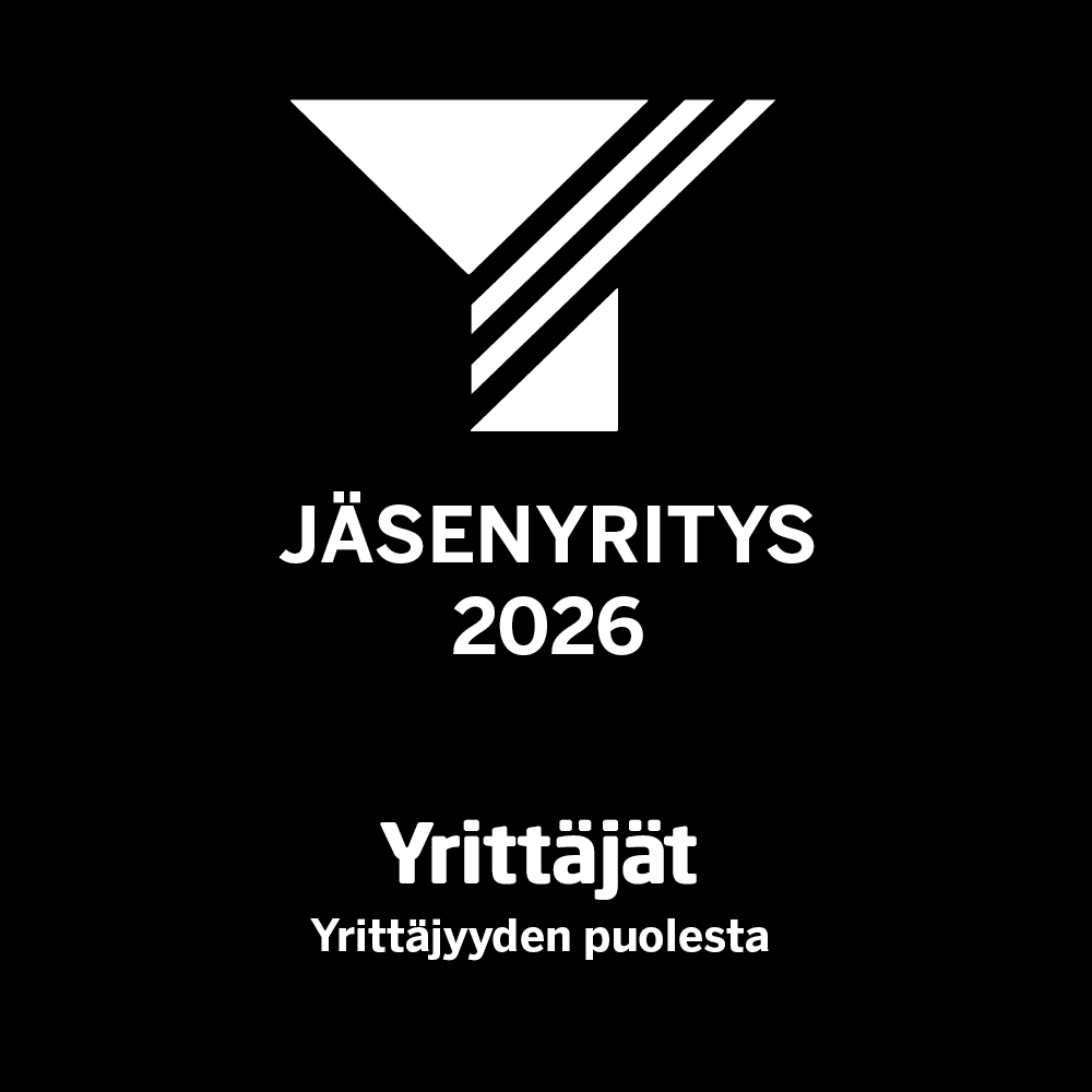 Suomen Yrittäjät logo 2026. Slogan "For entrepreneurship".